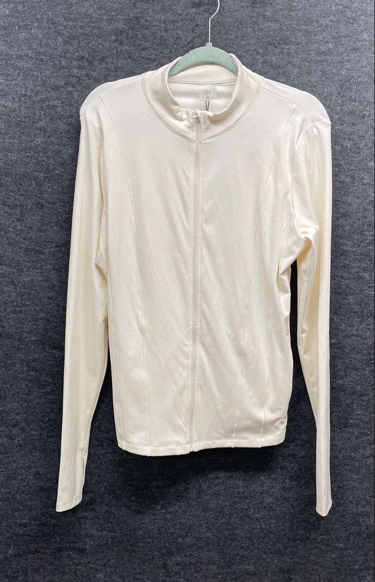 CALIA Women's Inspire Full Zip Jacket Ivory Lycra Adaptiv Thumbholes Sz XL NWT