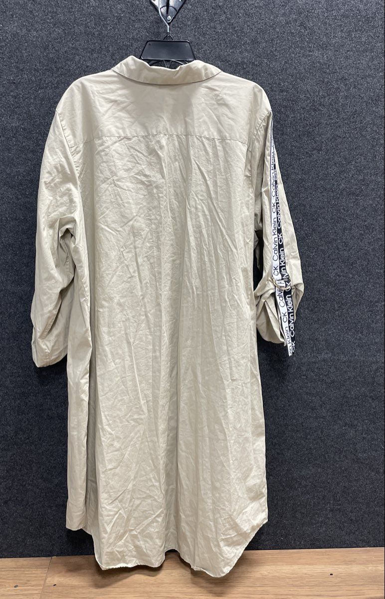 Calvin Klein Women's Khaki Logo Tape Long Sleeve Tunic Shirt Dress Sz 2X