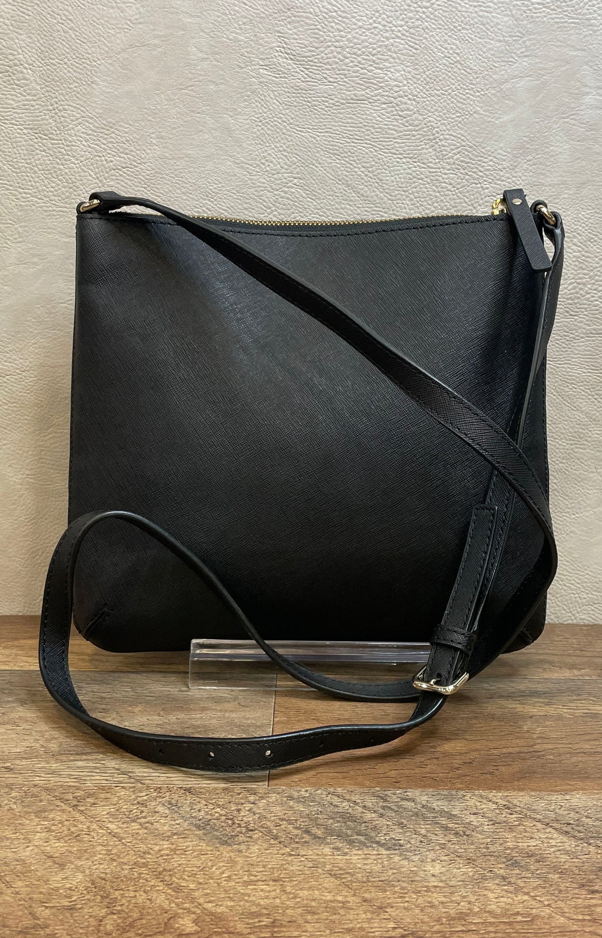 Kate Spade Black Saffiano Leather Crossbody Bag Gold Hardware
