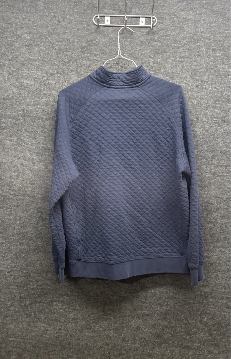 L.L. Bean Men's Quilted Mock Neck Snap Pullover Sweatshirt Navy Blue Sz XL