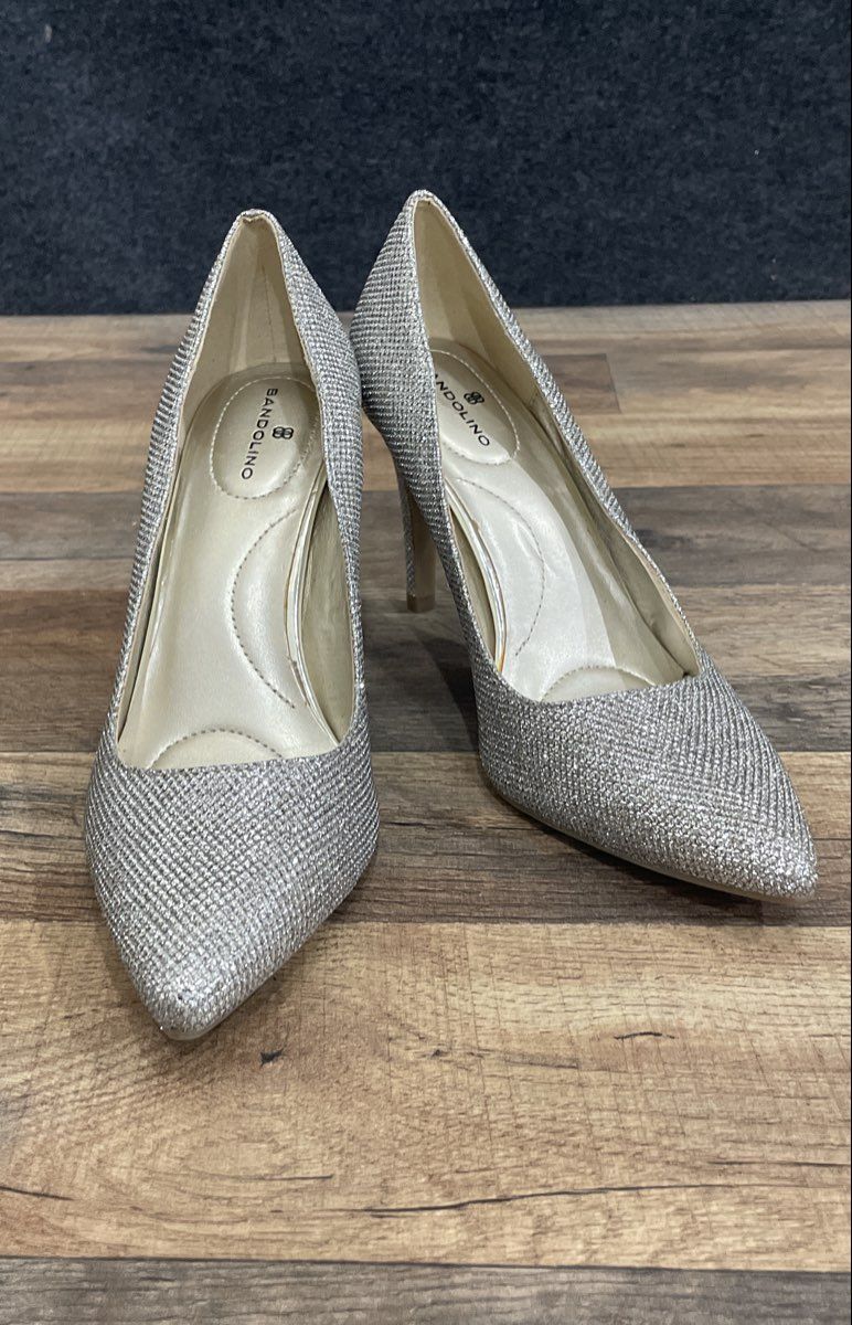 Bandolino Fairbury Silver Glitter Pointed Toe Pumps Heels Women's Size 6.5M