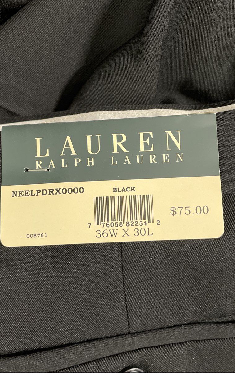 Lauren Ralph Lauren Men's Black Pleated Cuffed Dress Pants 36W x 30L NWT