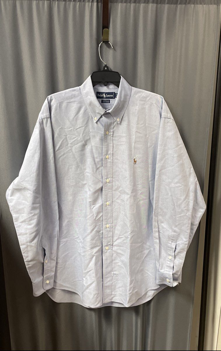 Ralph Lauren Men's Blue Yarmouth Button Down Oxford Long Sleeve Shirt Sz 16.5/35