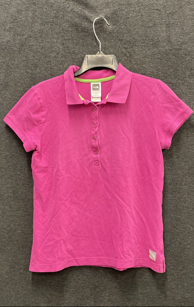The North Face Women's Pink Pima Cotton Stretch Short Sleeve Polo Shirt Sz M