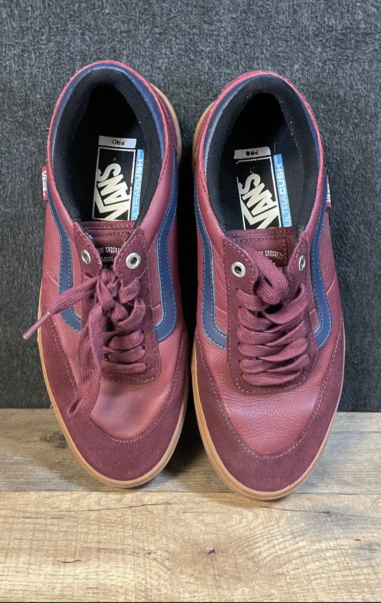 Vans Gilbert Crockett Pro Burgundy Navy Blue Gum Skate Shoes Size 7.5