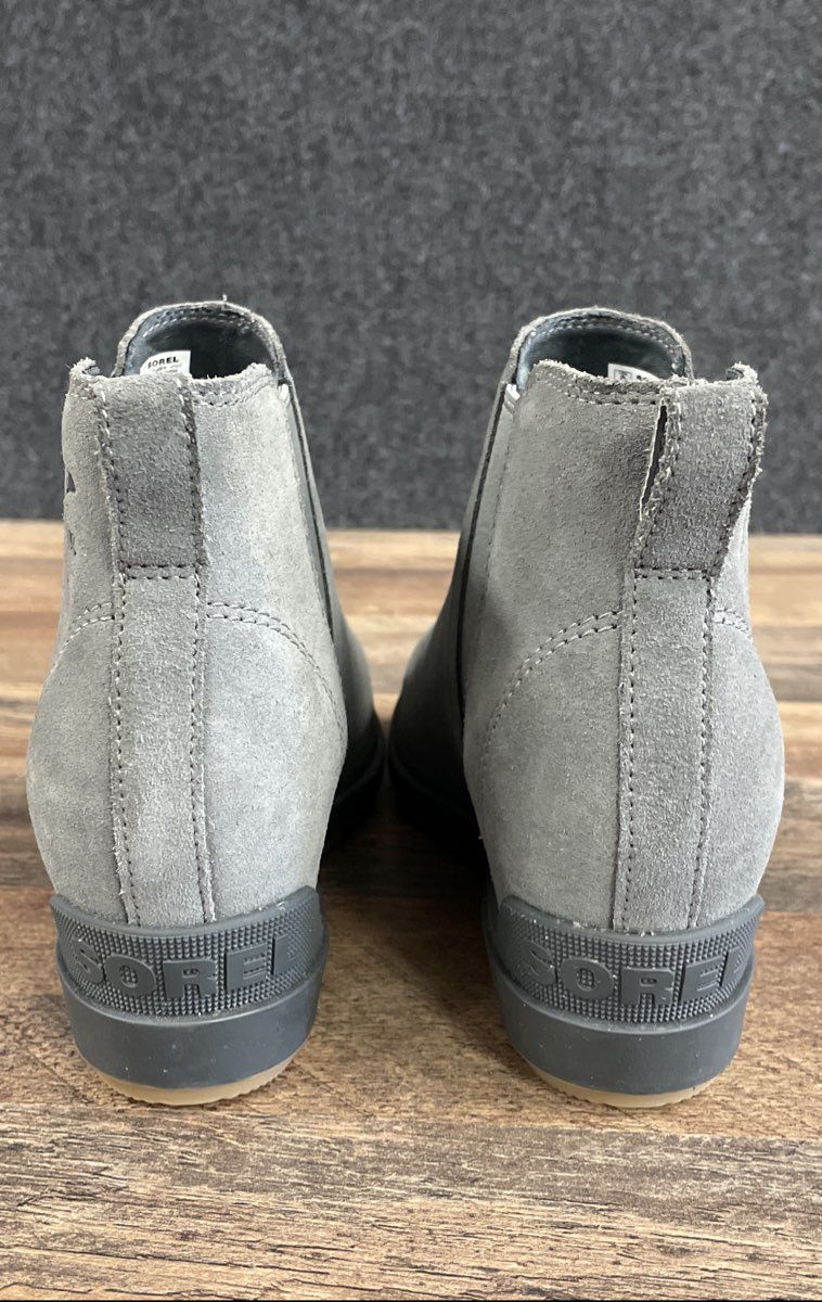 Sorel Evie II Chelsea Quarry Grey Suede Wedge Ankle Boots Women's Size 9
