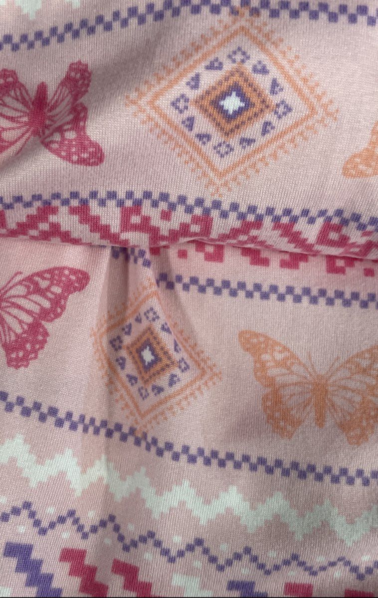 Muk Luks Women's Pajama Set Pink Butterfly Geometric Fair Isle 2 Piece Sz 2X