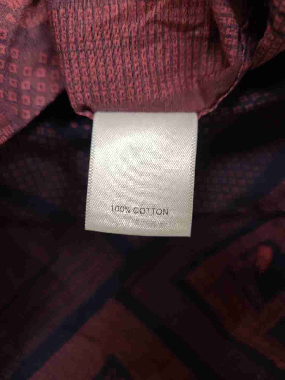 Murano Men's Purple Pink Slim Fit Short Sleeve Cotton Geometric Print Shirt Sz L