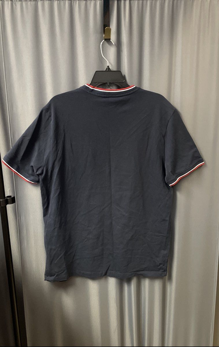 Ben Sherman Men's Navy Blue Stripe Tipped Pocket Crew Neck T-Shirt Size L
