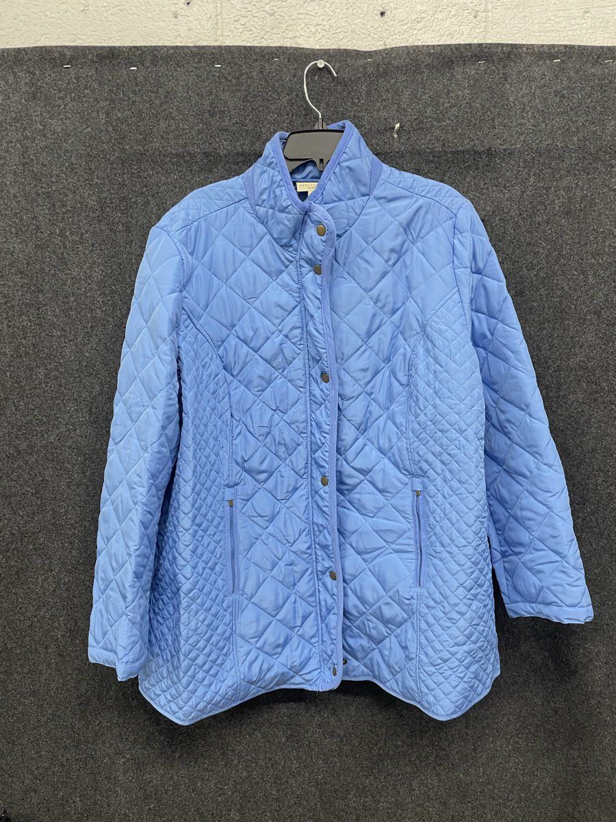Appleseed's Women's Blue Diamond Quilted Full Zip Snap Jacket Sz 2X