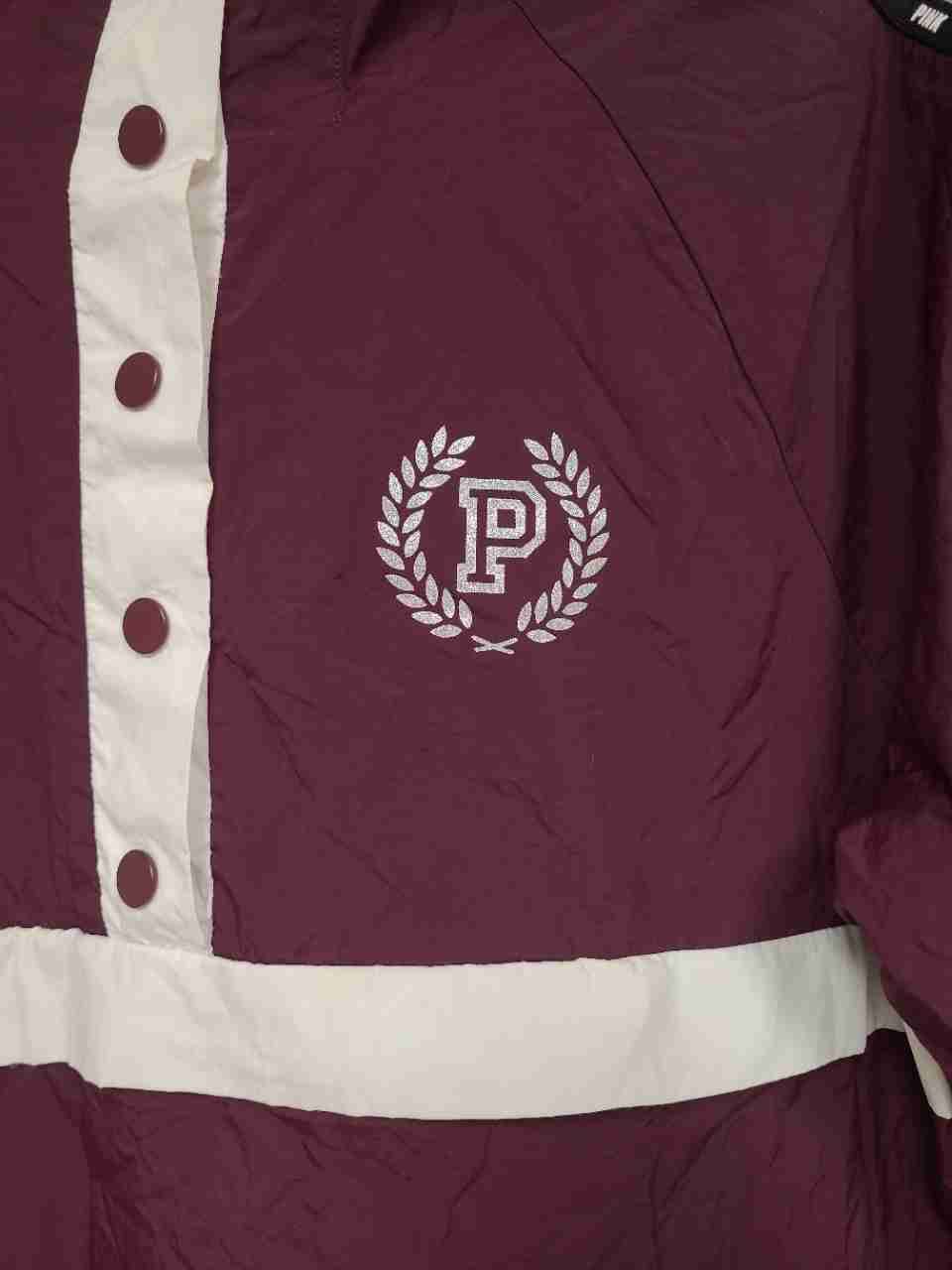 PINK Victoria's Secret Women's Burgundy Sequin Logo Anorak Jacket Sz M/L
