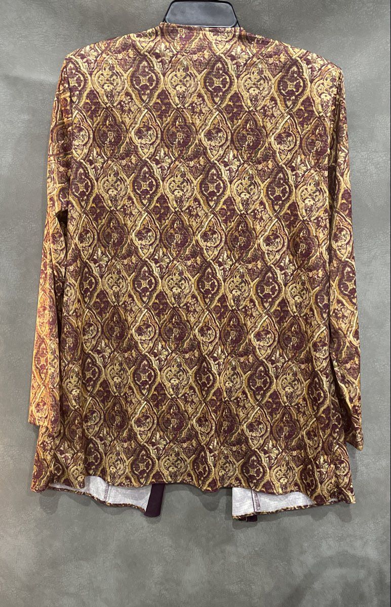 Roaman's Women's Purple Brown Metallic Paisley Cardigan Tank Set