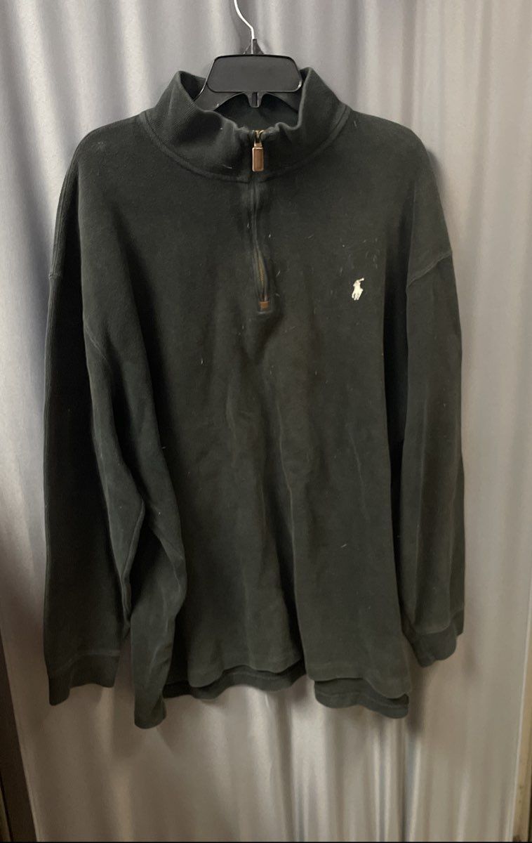 Polo Ralph Lauren Men's Black 1/4 Zip Pullover Mock Neck Pony Logo Sz 2XL Tall