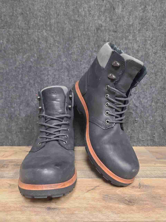 ECCO Tredtray Black Leather Gore-Tex Waterproof Ankle Boots Men's Size 45