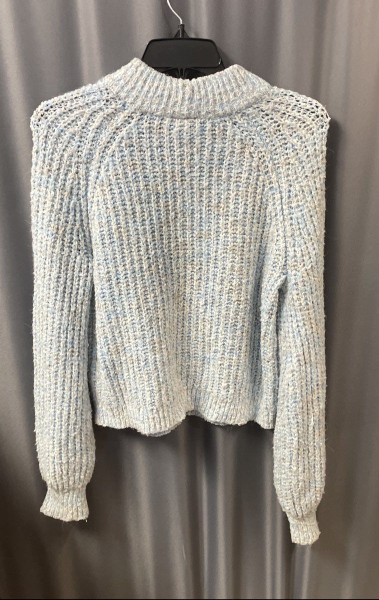 a.n.a Women's Light Blue White Mock Neck Chunky Marl Knit Sweater Sz S