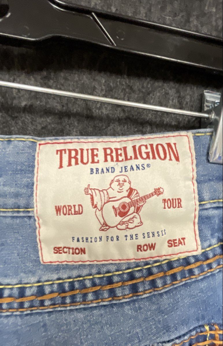 True Religion Men's Rocco Relaxed Skinny Jeans Light Wash Flap Pocket Sz 31