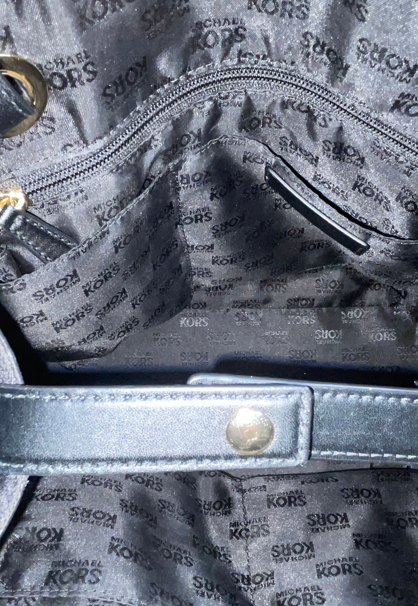 Michael Kors Black Monogram Canvas Leather Tote Bag Gold Hardware