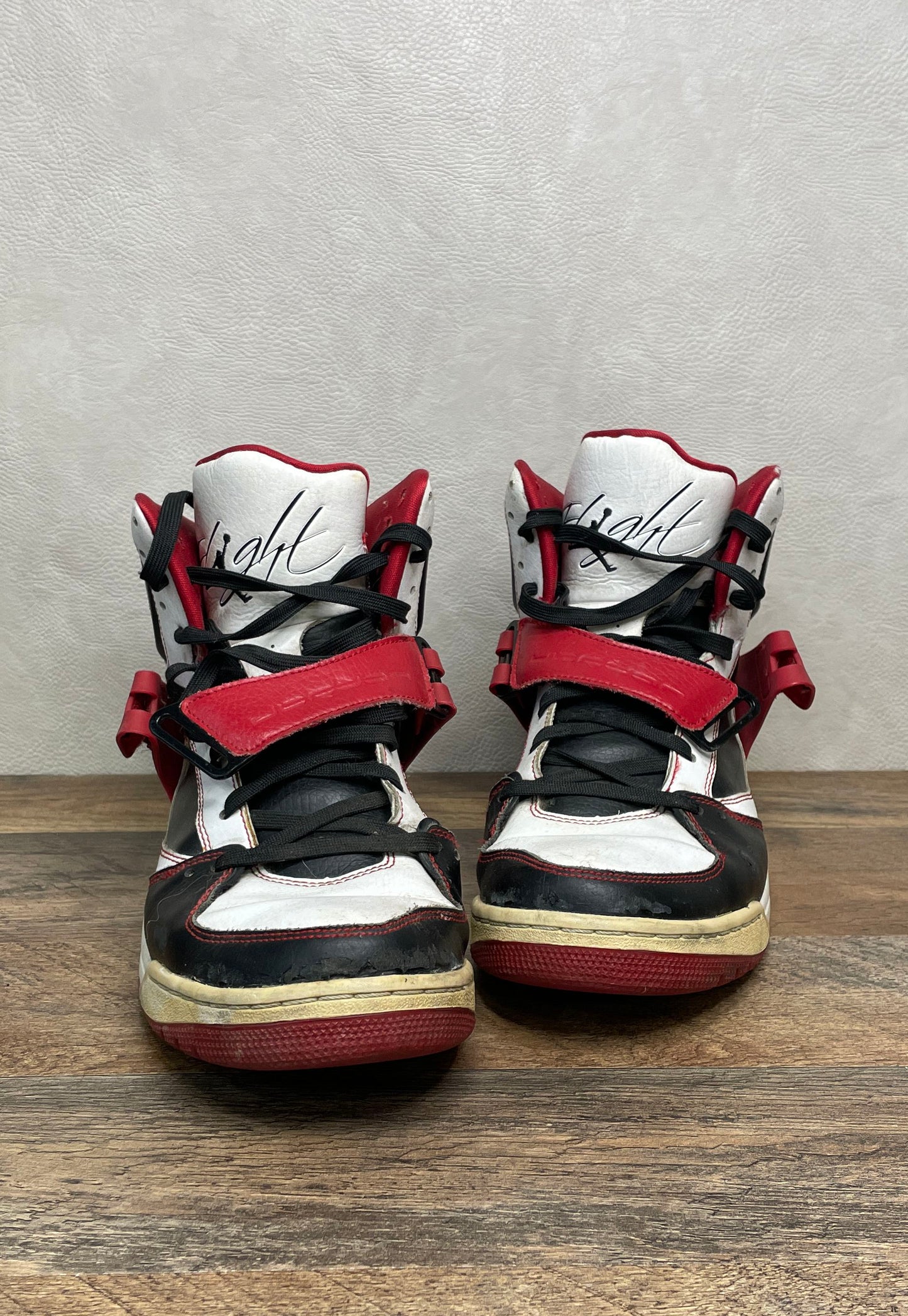 Nike Air Jordan Flight 45 High White Black Gym Red Sneakers Men's Size 10.5