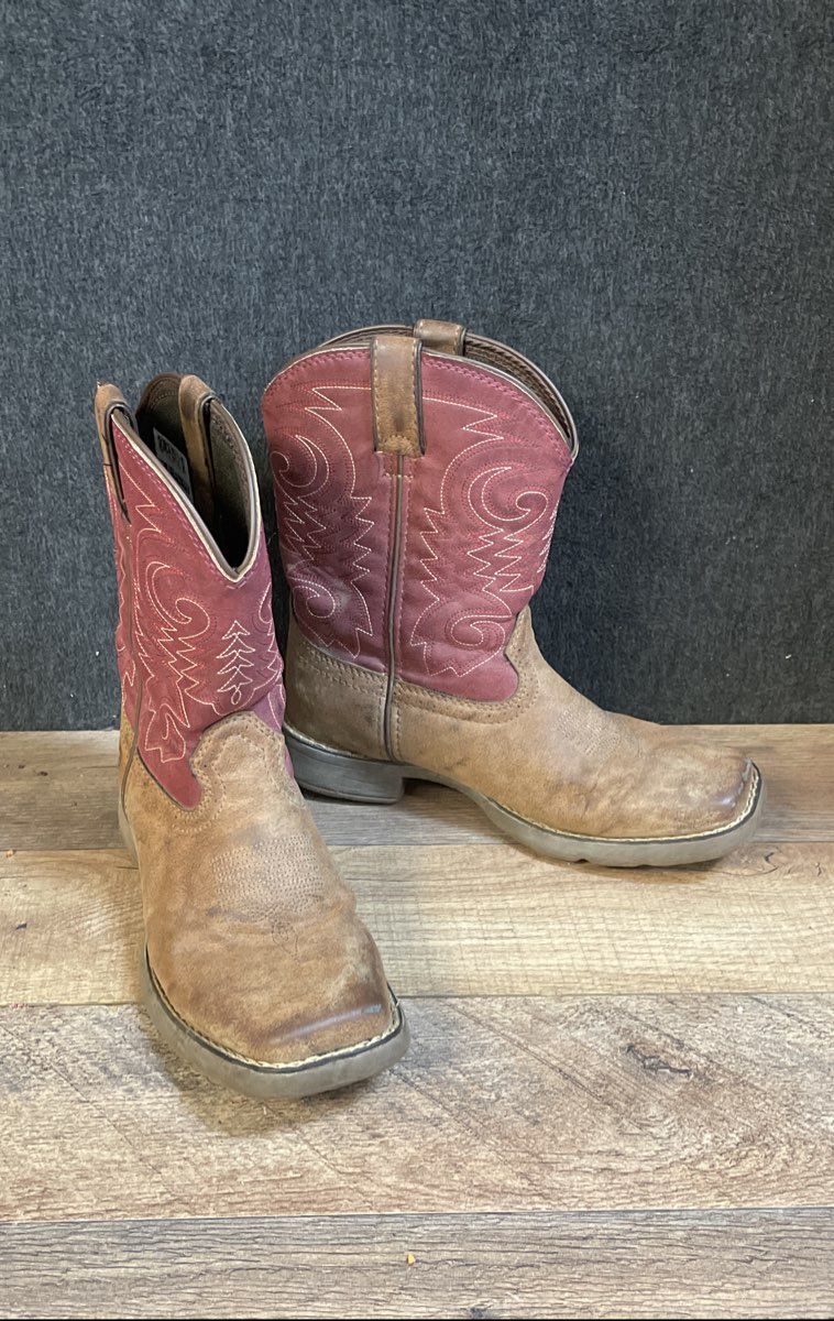Durango Lil' Rebel Briar Brown Brick Red Western Cowboy Boots Kids Size 2M