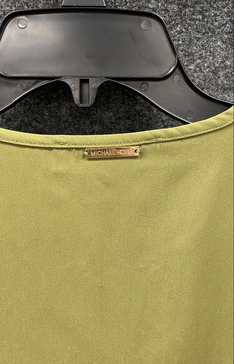 Michael Kors Women's Olive Green Studded V-Neck Flutter Sleeve Blouse Sz M