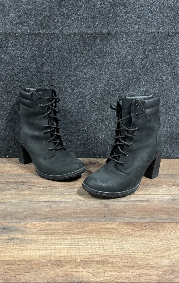Timberland Glancy 6-Inch Heeled Boot Black Nubuck Women's Size 7