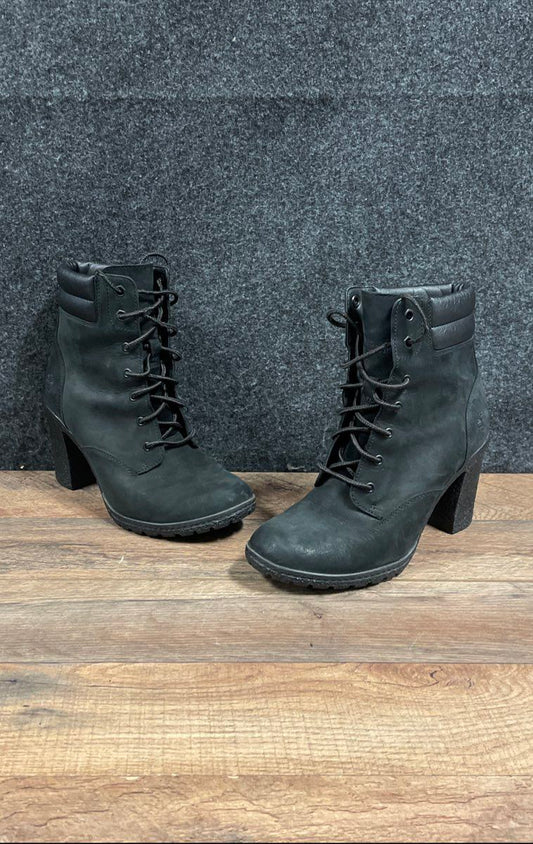 Timberland Glancy 6-Inch Heeled Boot Black Nubuck Women's Size 7