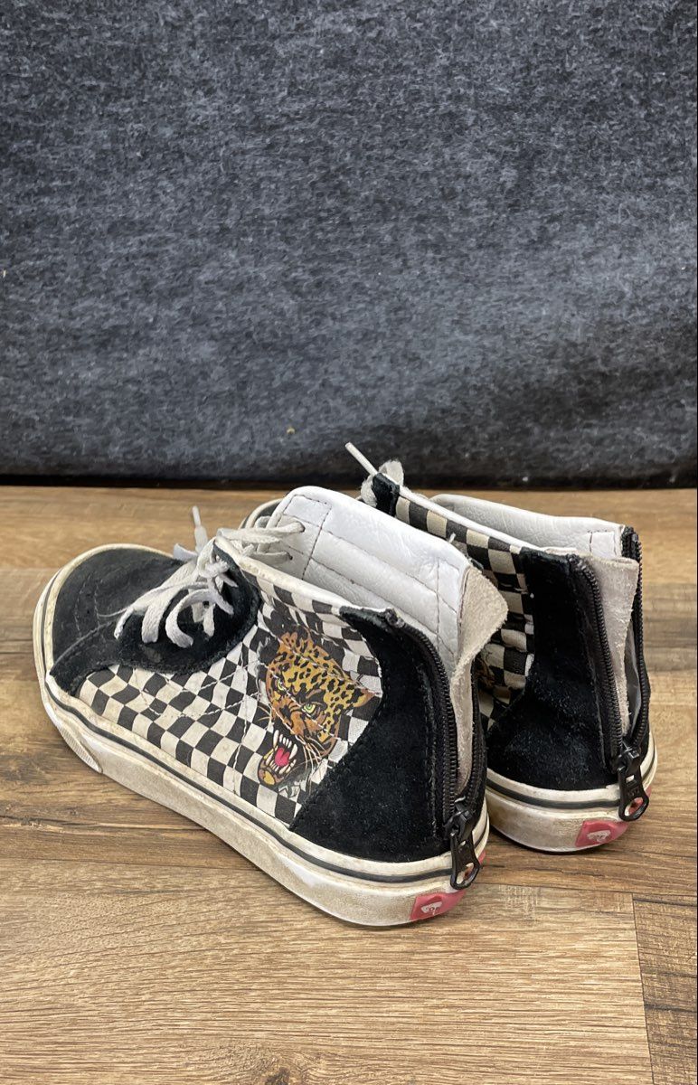 Vans Sk8-Hi Zip Jaguar Checkerboard High Top Skate Sneakers Kids Size 3