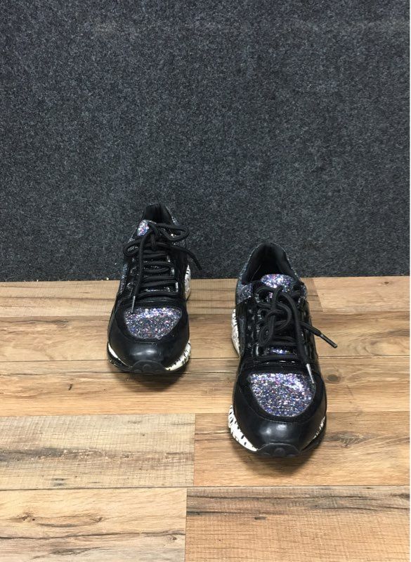 Steve Madden Barra-G Black Multi Glitter Dalmatian Fashion Sneakers Size 8