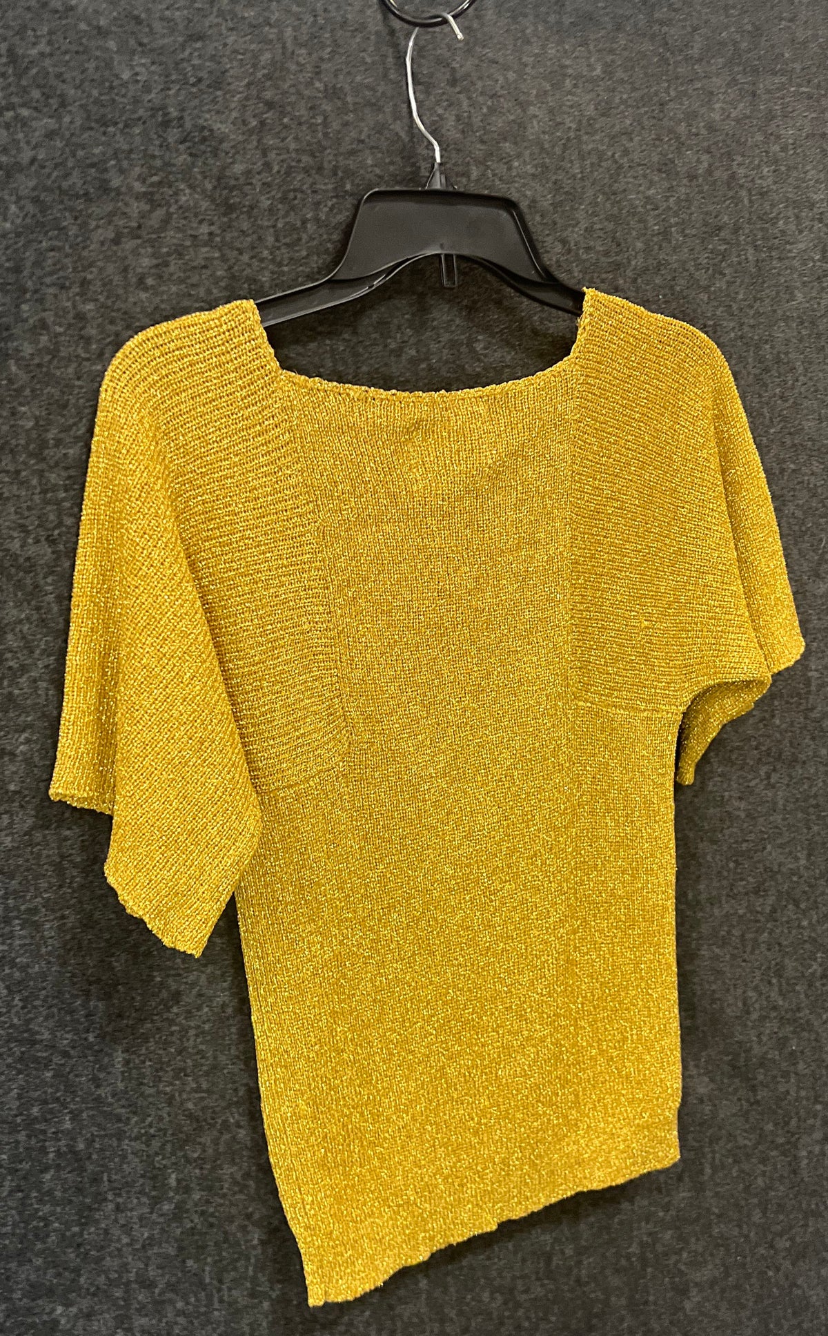 Alexander's Women's Vintage 90s Metallic Gold Knit Square Neck Top Sz L