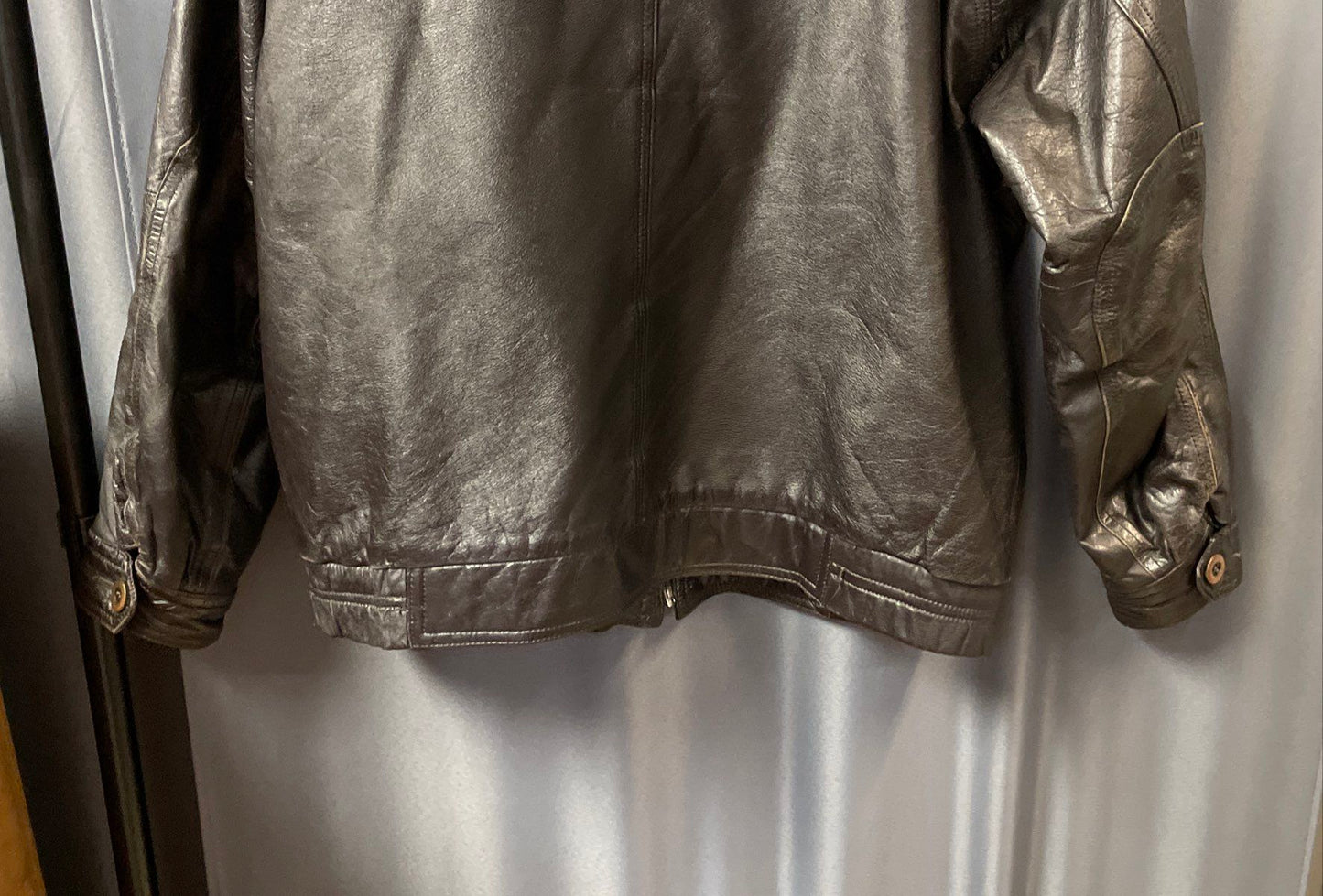 Vintage 80s London Fog Black Leather Bomber Blouson Jacket Sz 40 Reg