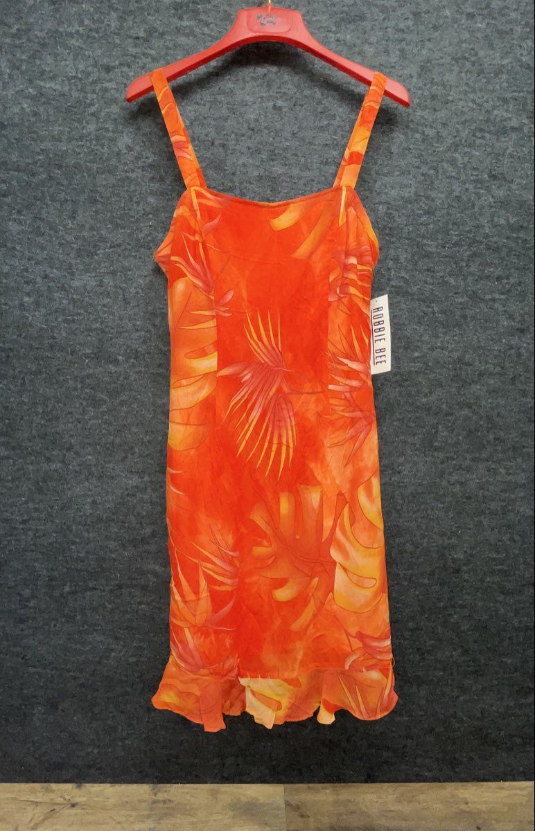 Vintage Y2K Robbie Bee Women's Orange Tropical Ruffle Dress & Jacket Set NWT S