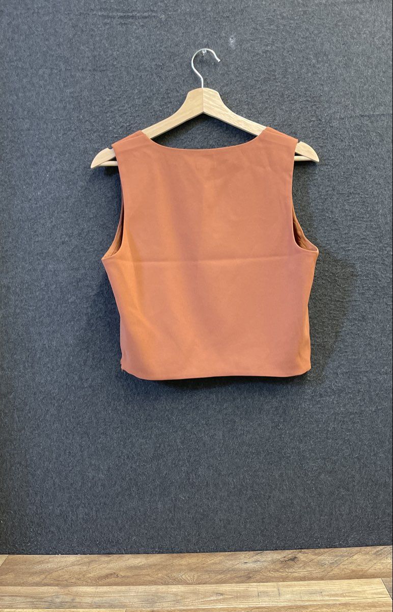 NWT Express Women's Rust Square Neck Sleeveless Cropped Top Tank Sz L