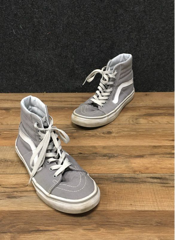 Vans Sk8-Hi Grey White Canvas Suede High Top Skate Shoes Men's 7.5 Women's 9