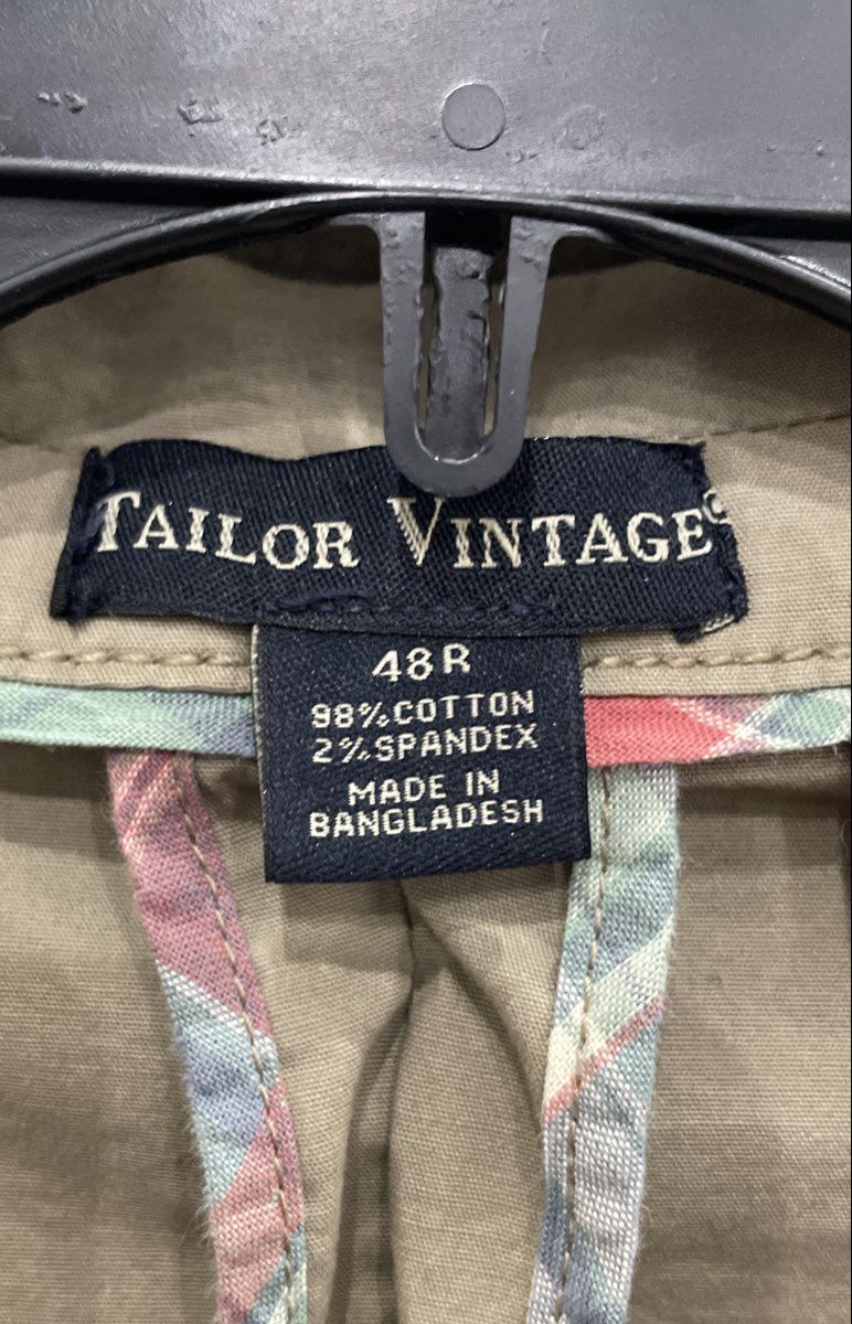 Tailor Vintage Men's Khaki Grey Cotton Stretch Blazer Sport Coat Sz 48R