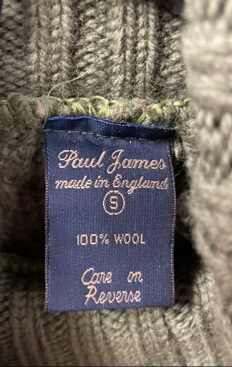 Paul James Men's Green Cable Knit Wool Turtleneck Sweater Made in England Sz S