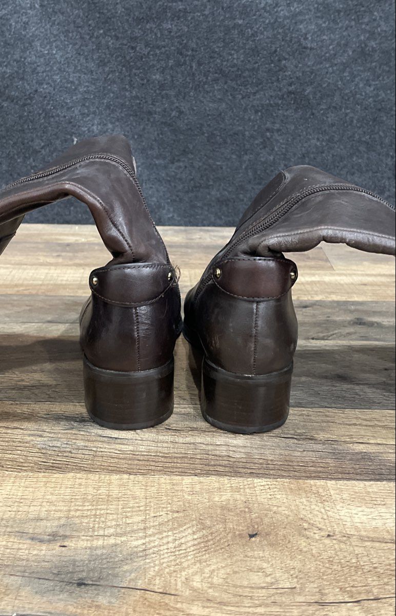 Etienne Aigner E-Costa Brown Leather Knee High Riding Boots Size 6M