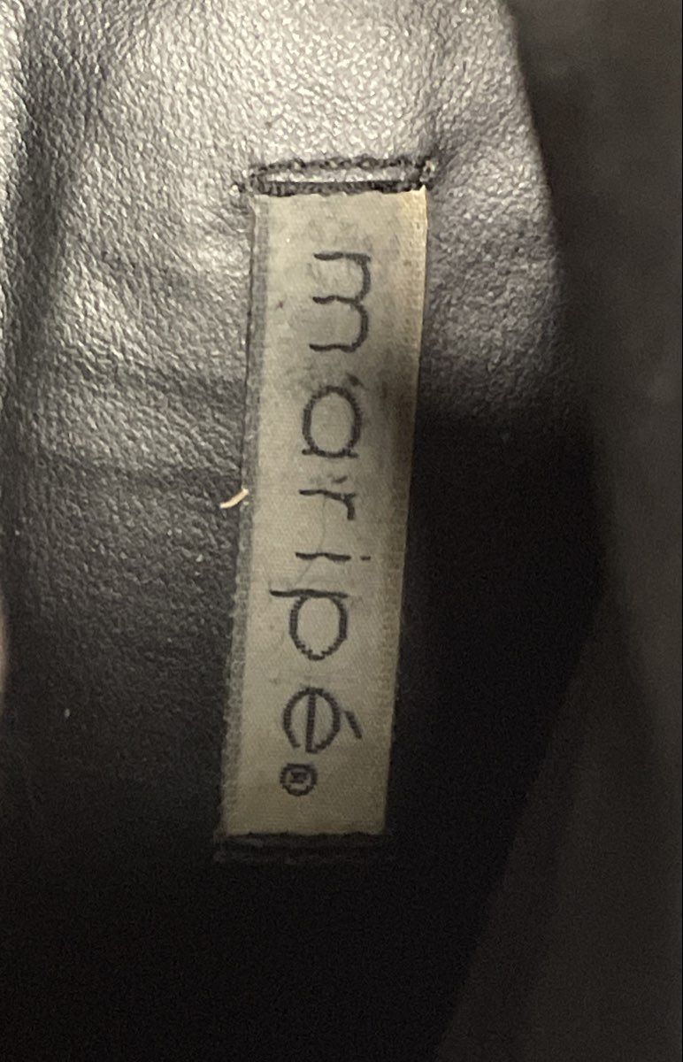 Vintage 90s Maripe Black Leather Square Toe Heeled Ankle Boots Size 9.5