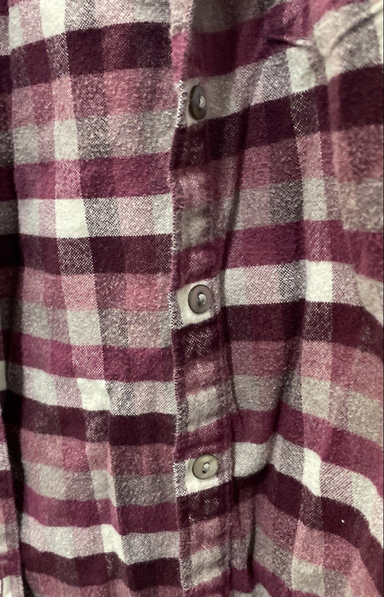 LL Bean Women's Magenta Scotch Plaid 100% Cotton Button Up Flannel Shirt Sz S