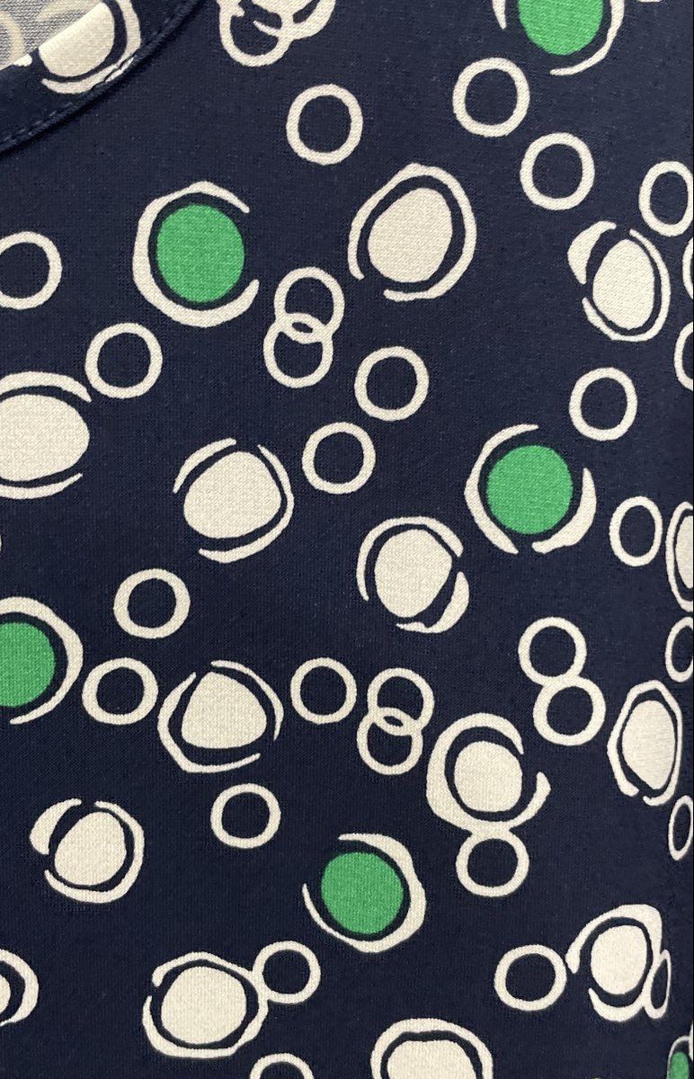 Alfred Dunner Women's Navy Blue Abstract Circle Print Short Sleeve Top Sz XL