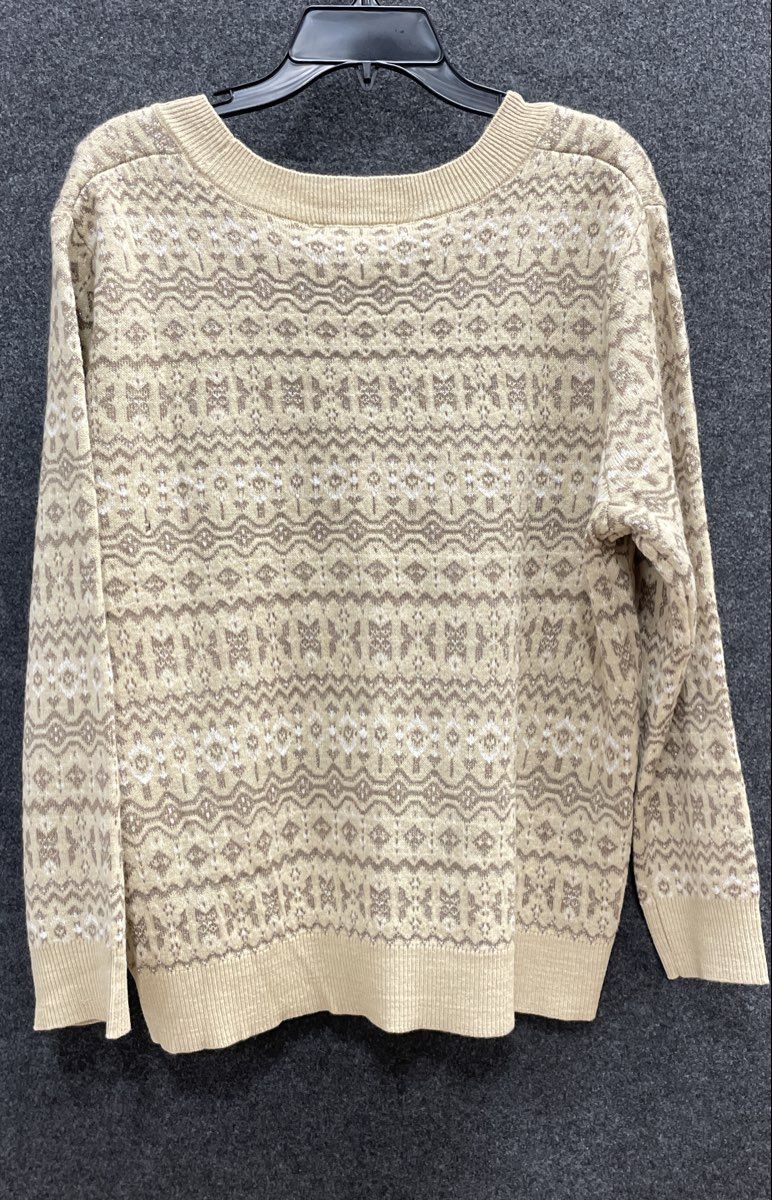 Gloria Vanderbilt Women's Tan Fair Isle Geometric Pullover Sweater NWT XXL