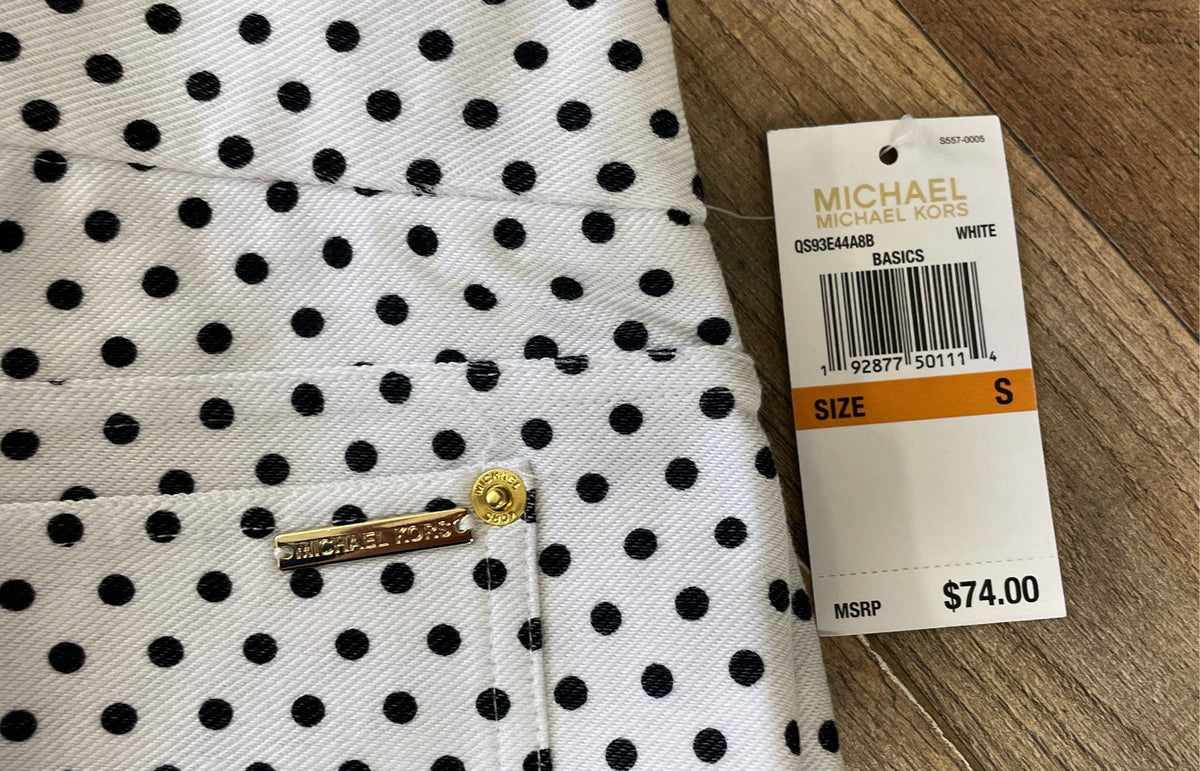 Michael Kors Women's White Black Polka Dot Pull On Skinny Pants Sz S NWT