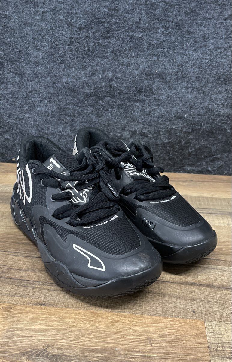Puma Melo MB.01 Lo Team Black Silver Basketball Sneakers Size 7
