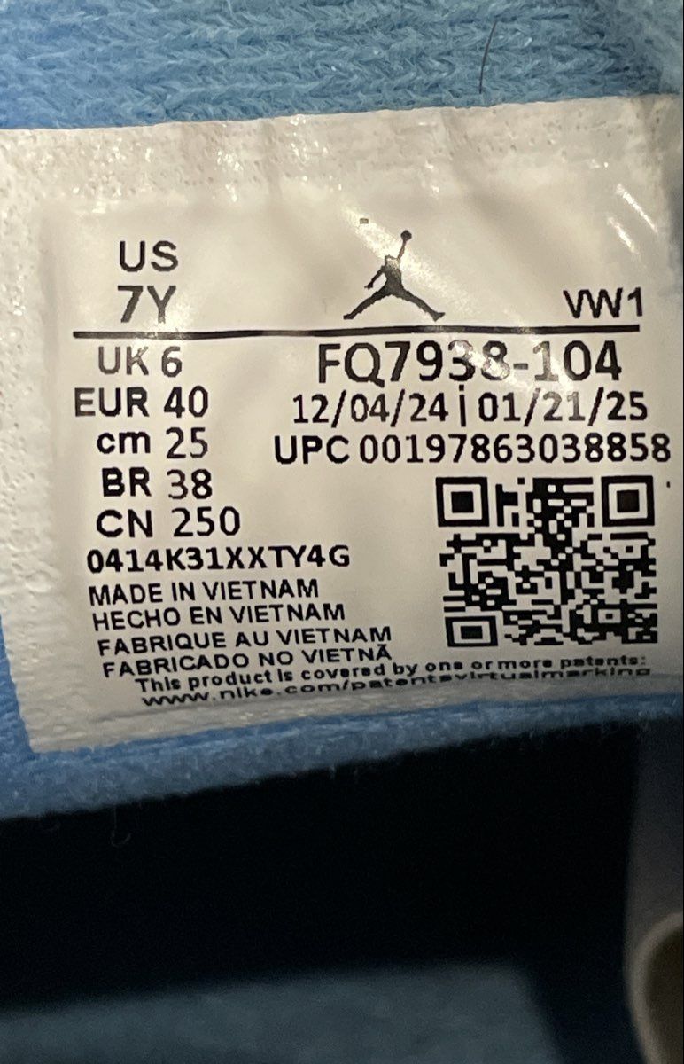 Jordan Flight Origin 4 White University Blue Sneakers Size 7Y
