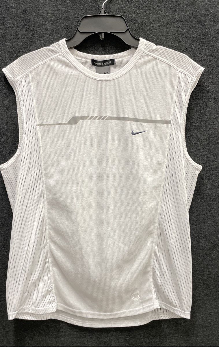 Vintage Y2K Nike Sphere Men's White Mesh Panel Sleeveless Training Shirt Sz M