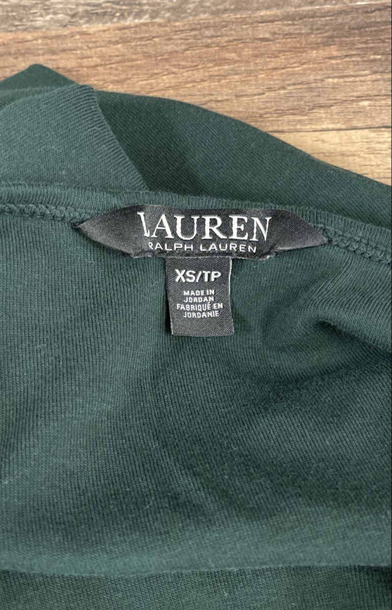 Lauren Ralph Lauren Women's Dark Green Long Sleeve Crewneck Top Shirt Sz XS
