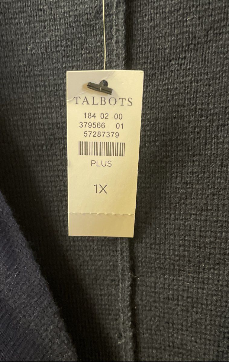 Talbots Women's Navy Blue Double Breasted Cardigan Gold Crest Plus Sz 1X NWT