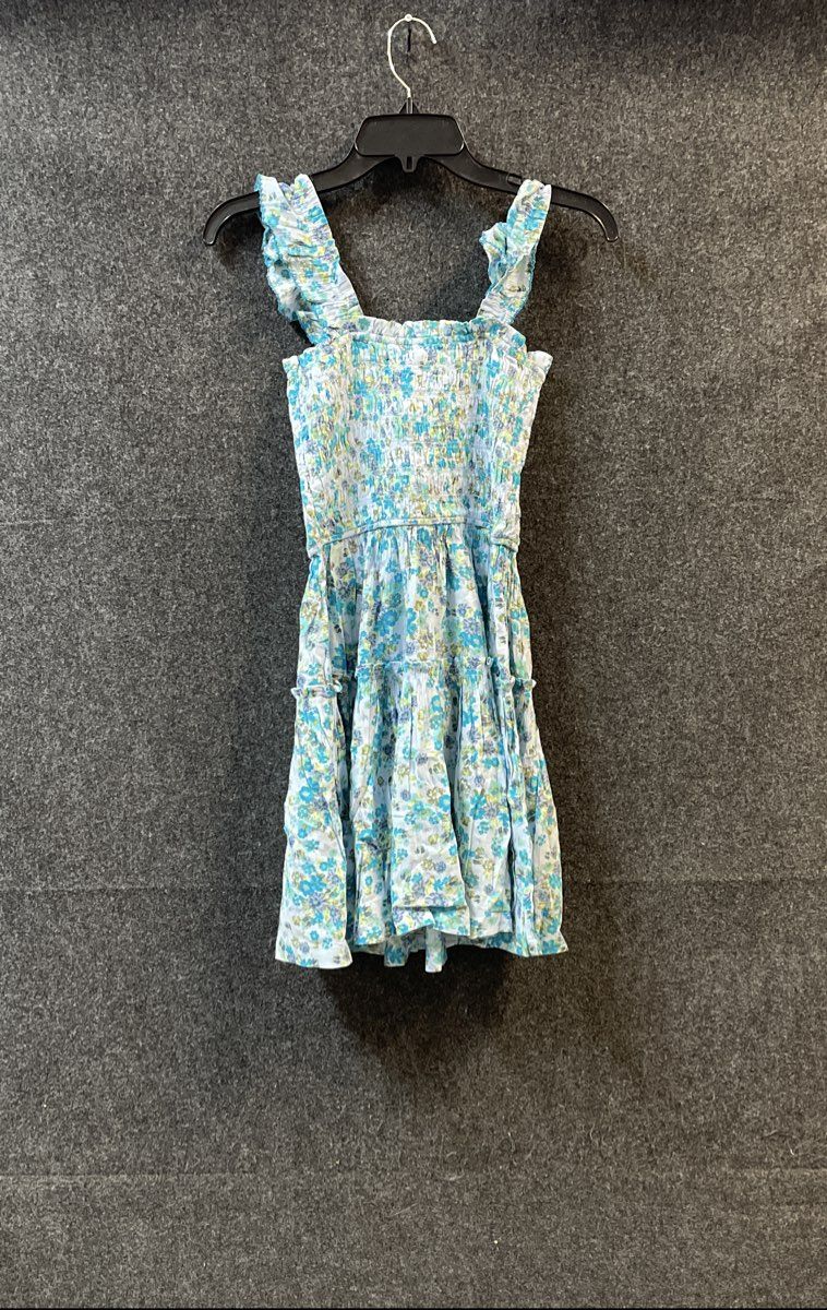Aerie Women's Blue Floral Smocked Tiered Ruffled Mini Dress Size S NWT
