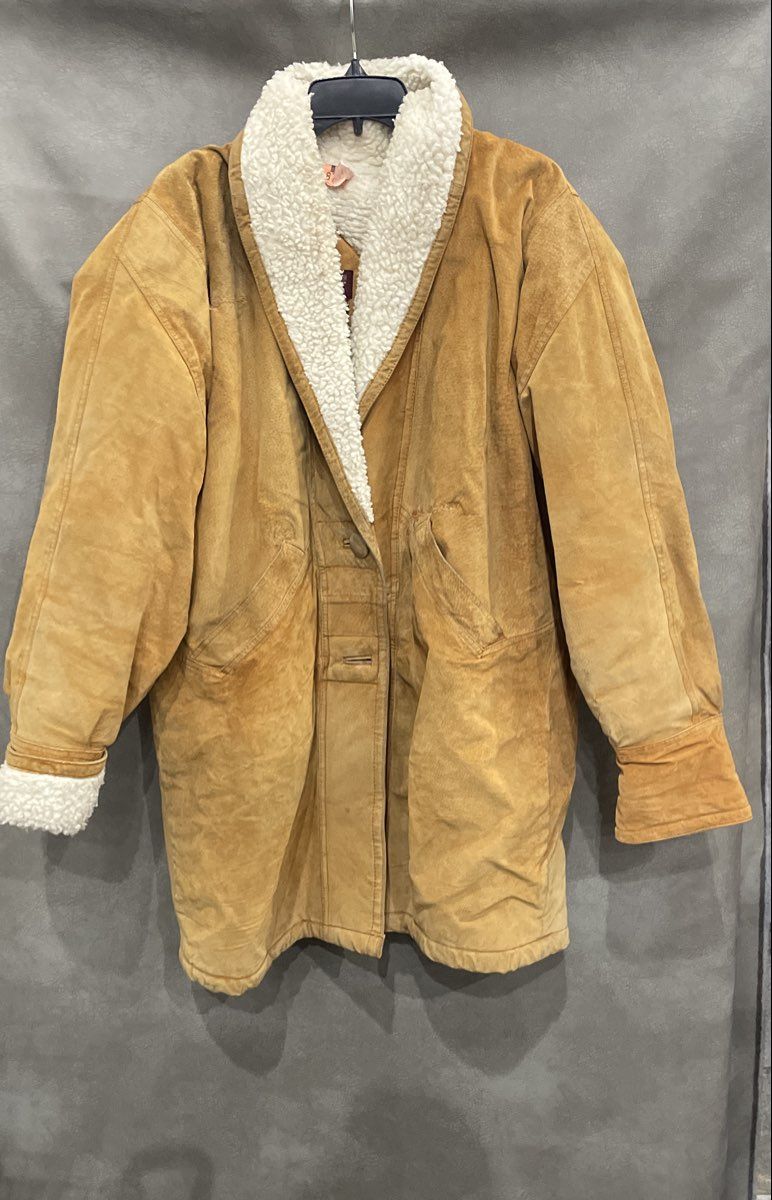 Vintage 90s Northern Style Women's Brown Leather Sherpa Lined Jacket Shawl Sz L