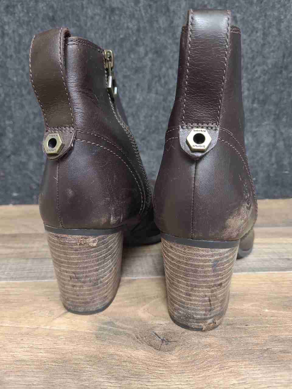 Timberland Earthkeepers Glancy 8543A Dark Brown Heeled Ankle Boots Size 8.5