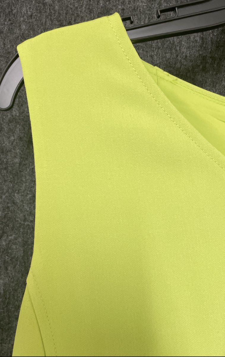 Kasper Women's Neon Green Sleeveless V-Neck Crepe Sheath Dress Size 14